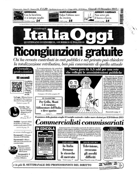 Italia oggi : quotidiano di economia finanza e politica